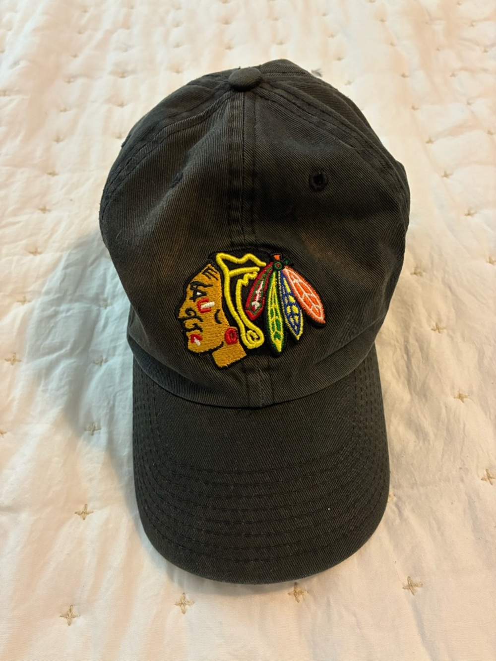 '47 Chicago Blackhawks Black Cap with Multicolor Native American Indian Patch